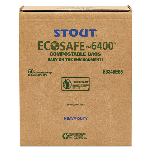 Image of Stout® by Envision Ecosafe-6400 Bags, 32 Gal, 0.85 Mil, 33" X 48", Green, 50/box
