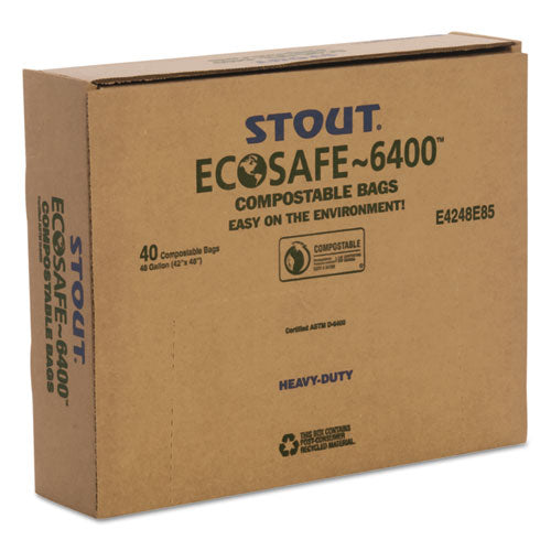 Image of Stout® by Envision Ecosafe-6400 Bags, 48 Gal, 0.85 Mil, 42" X 48", Green, 40/box