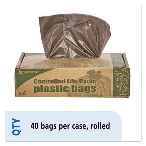 Image of Stout® by Envision Controlled Life-Cycle Plastic Trash Bags, 39 Gal, 1.1 Mil, 33" X 44", Brown, 40/box