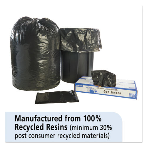 Image of Stout® by Envision Total Recycled Content Plastic Trash Bags, 65 gal, 1.5 mil, 50" x 51", Black/Brown, 100/Carton