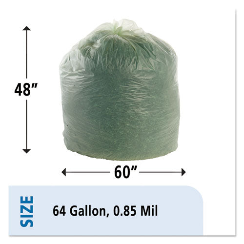 Image of Stout® by Envision Ecosafe-6400 Bags, 64 Gal, 0.85 Mil, 48" X 60", Green, 30/box