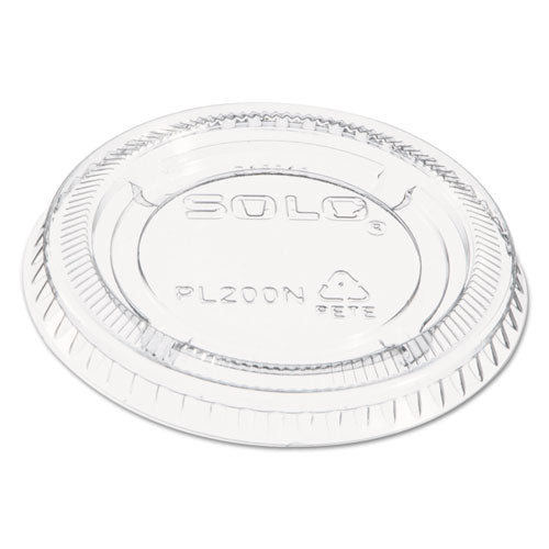 Image of Dart® Portion/Souffle Cup Lids, Fits 1.5 oz to 2.5 oz Portion Cups, Plastic, Clear, 2,500/Carton