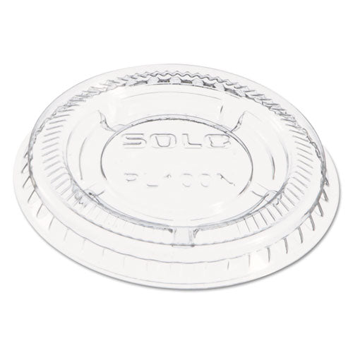 Image of Dart® Portion/Souffle Cup Lids, Fits 0.5 oz to 1 oz Portion Cups, Plastic, Clear, 125/Pack, 20 Packs/Carton