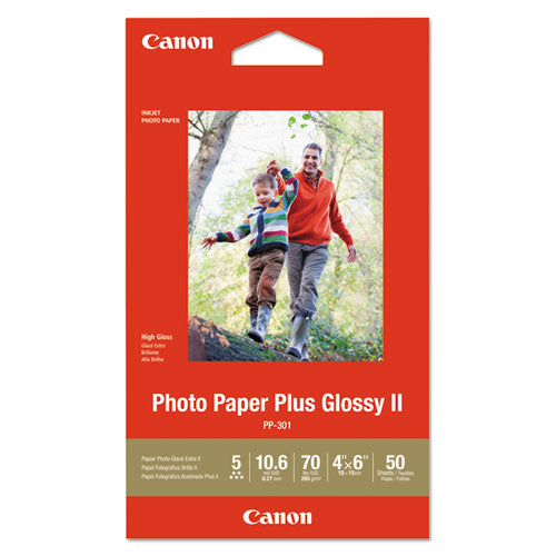 Image of Canon® Photo Paper Plus Glossy II, 10.6 mil, 4 x 6, Glossy White, 50/Pack