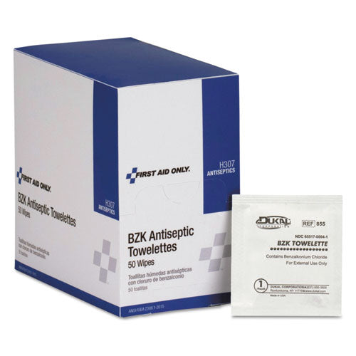 Image of First Aid Only Antiseptic Cleansing Wipes, 50/box