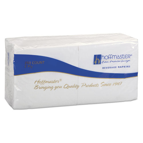 Image of Hoffmaster® Beverage Napkins, 2-Ply 9 1/2 X 9 1/2, White, Embossed, 1000/carton