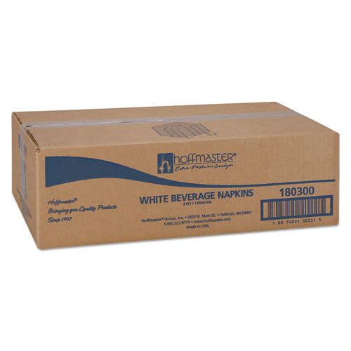 Image of Hoffmaster® Beverage Napkins, 2-Ply 9 1/2 X 9 1/2, White, Embossed, 1000/carton