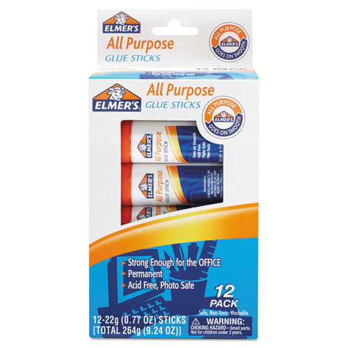 Image of Elmer's® Disappearing Glue Stick, 0.77 Oz, Applies White, Dries Clear, 12/pack