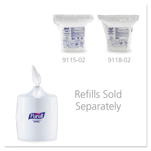 Image of PURELL® Hand Sanitizer Wipes Wall Mount Dispenser, 1,200/1,500 Wipe Capacity, 13.3 X 11 X 10.88, White