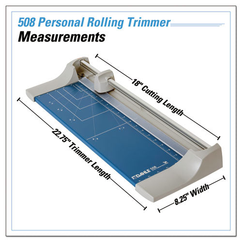 Image of Dahle® Rolling/rotary Paper Trimmer/cutter, 7 Sheets, 18" Cut Length, Metal Base, 8.25 X 22.88