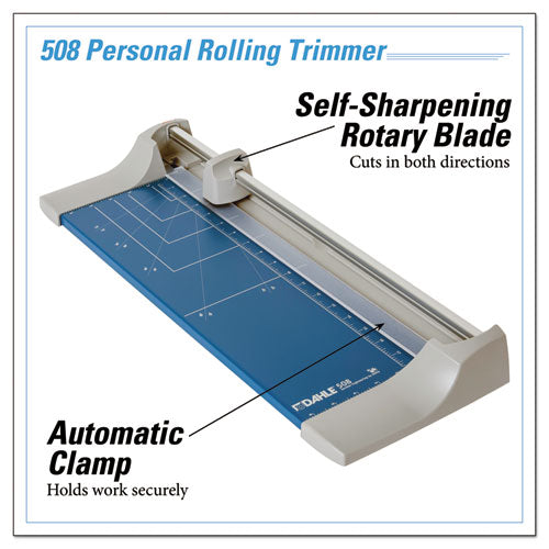 Image of Dahle® Rolling/rotary Paper Trimmer/cutter, 7 Sheets, 18" Cut Length, Metal Base, 8.25 X 22.88