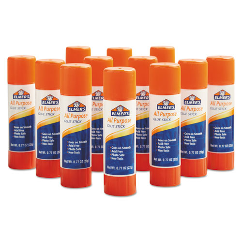 Image of Elmer's® Disappearing Glue Stick, 0.77 Oz, Applies White, Dries Clear, 12/pack