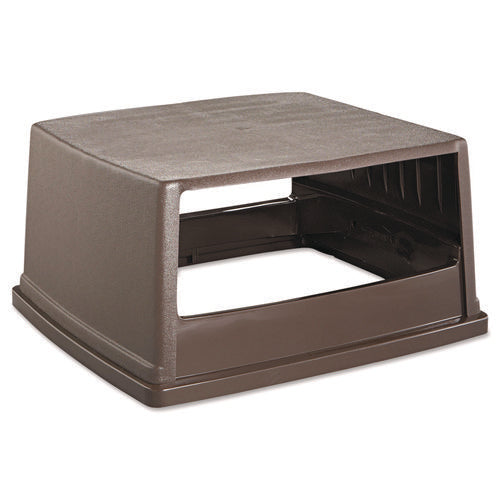 Image of Rubbermaid® Commercial Glutton Receptacle, Hooded Top Without Door, Rectangular, 23w X 26.63d X 13h, Brown