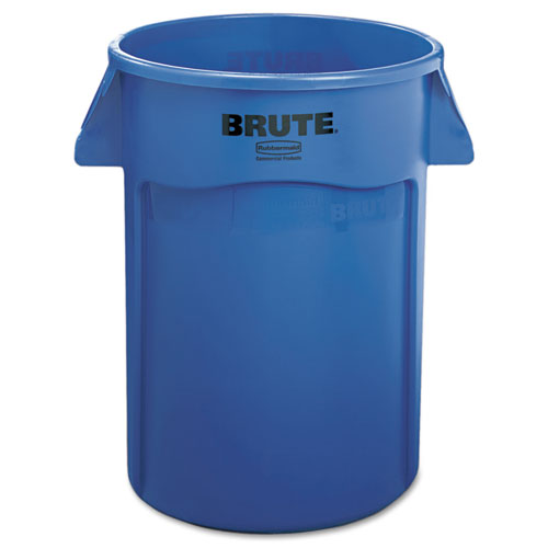 Image of Rubbermaid® Commercial Vented Round Brute Container, 44 gal, Plastic, Blue