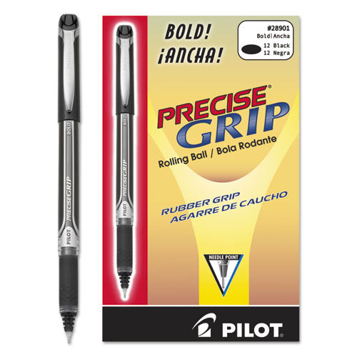 Image of Pilot® Precise Grip Rollerball Pen, Stick, Bold 1 mm, Black Ink, Black Barrel