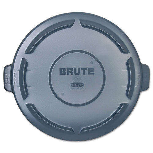 Image of Rubbermaid® Commercial BRUTE Self-Draining Flat Top Lids, 24.5" Diameter x 1.5h, Gray
