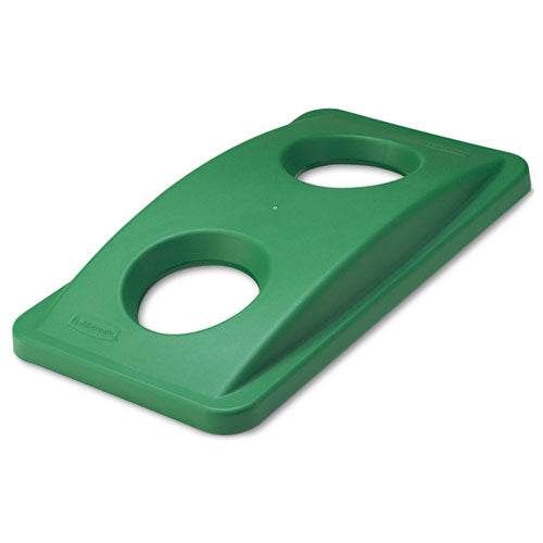 Image of Rubbermaid® Commercial Slim Jim Bottle And Can Recycling Top, 20.38w X 11.38d X 2.75h, Green