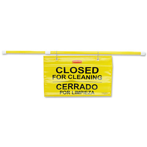 Image of Rubbermaid® Commercial Site Safety Hanging Sign, 50 x 1 x 13, Multi-Lingual, Yellow