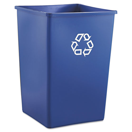 Image of Rubbermaid® Commercial Square Recycling Container, 35 gal, Plastic, Blue