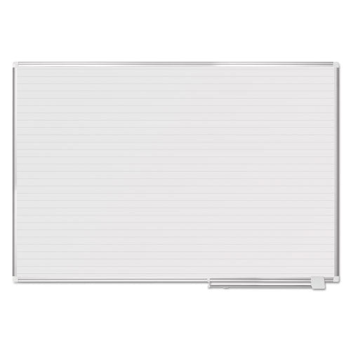 Image of MasterVision® Ruled Magnetic Steel Dry Erase Planning Board, 72" x 48", White Surface, Satin Aluminum Frame