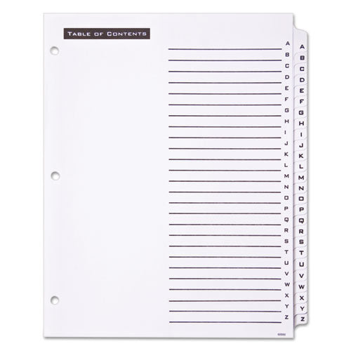 Image of Office Essentials Table 'n Tabs Dividers, 26-Tab, A to Z, 11 x 8.5, White, White Tabs, 1 Set