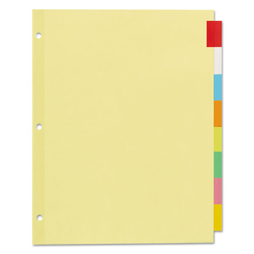 Image of Office Essentials Plastic Insertable Dividers, 8-Tab, 11 x 8.5, Assorted Tabs, 1 Set