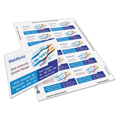Image of Avery® True Print Clean Edge Business Cards, Inkjet, 2 X 3.5, White, 1,000 Cards, 10 Cards/sheet, 100 Sheets/box