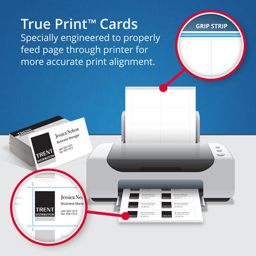 Image of Avery® True Print Clean Edge Business Cards, Inkjet, 2 X 3.5, White, 200 Cards, 10 Cards/sheet, 20 Sheets/pack