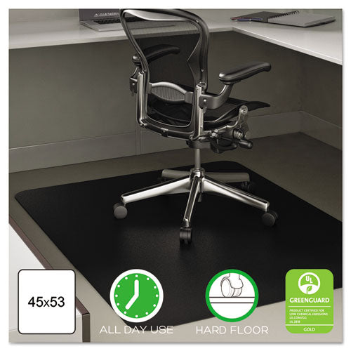 Image of deflecto® EconoMat All Day Use Chair Mat for Hard Floors, Flat Packed, 45 x 53, Black