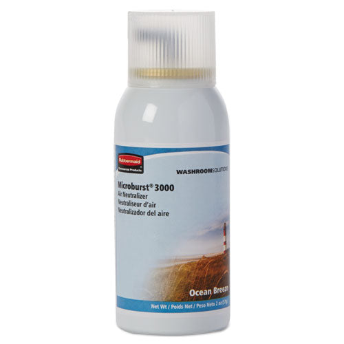 Image of Rubbermaid® Commercial Microburst 3000 Refill, Ocean Breeze, 2 Oz Aerosol Spray, 12/carton
