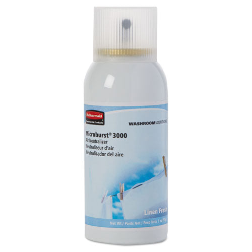 Image of Rubbermaid® Commercial Microburst 3000 Refill, Linen Fresh, 2 Oz Aerosol Spray, 12/carton