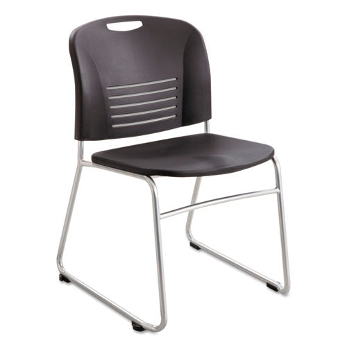 Image of Safco® Vy Series Stack Chairs, Supports Up to 350 lb, 18.75" Seat Height, Black Seat, Black Back, Silver Base, 2/Carton
