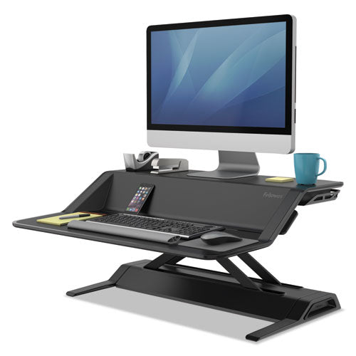 Image of Fellowes® Lotus Sit-Stands Workstation, 32.75" X 24.25" X 5.5" To 22.5", Black