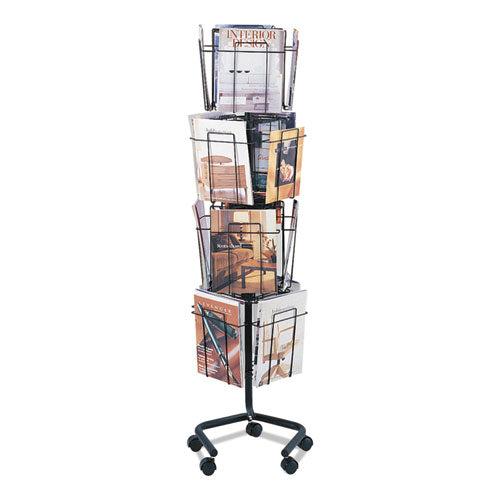 Image of Safco® Wire Rotary Display Racks, 16 Compartments, 15w X 15d X 60h, Charcoal