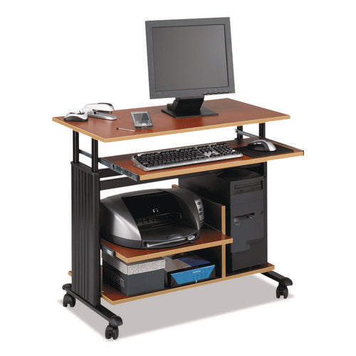 Image of Safco® Muv 28" Adjustable-Height Mini-Tower Computer Desk, 35.5" X 22" X 29" To 34", Cherry/black