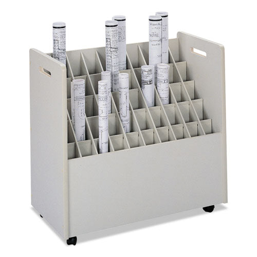 Image of Safco® Laminate Mobile Roll Files, 50 Compartments, 30.25w X 15.75d X 29.25h, Putty