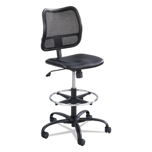 Image of Safco® Vue Series Mesh Extended-Height Chair, Supports Up To 250 Lb, 23" To 33" Seat Height, Black Vinyl Seat, Black Base