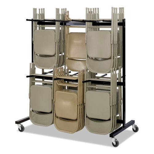 Image of Safco® Two-Tier Chair Cart, Two-Sided 12-Section Hang-Hook Format, Metal, 64.5" x 33.5" x 70.25", Black