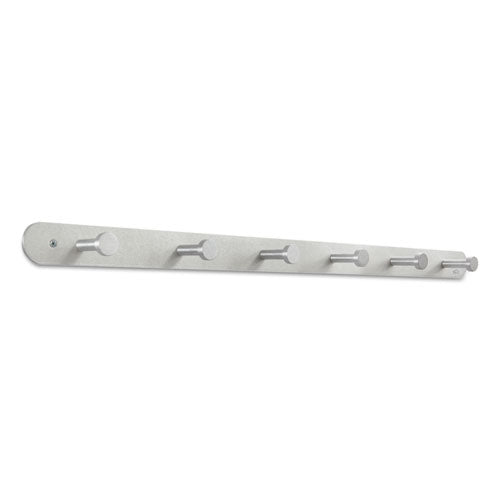 Image of Safco® Nail Head Wall Coat Rack, Six Hooks, Metal, 36w X 2.75d X 2h, Satin