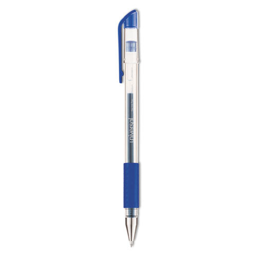 Image of Universal Comfort Grip Gel Pen, Stick, Medium 0.7 mm, Blue Ink, Clear/Blue Barrel, Dozen