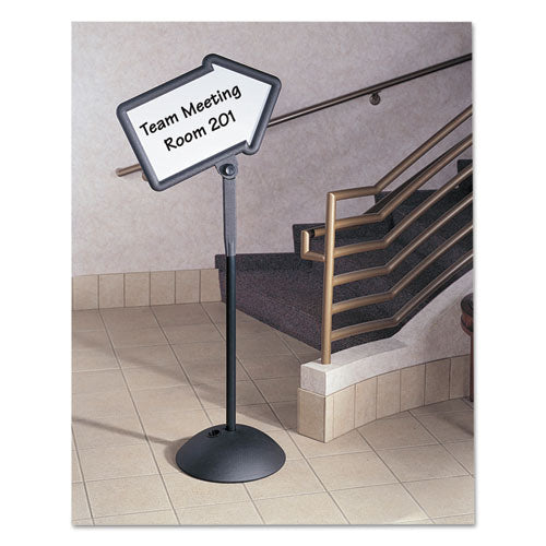 Image of Safco® WriteWay Two-Sided Dry Erase Standing Message Sign, White 25.5" x 17.75" Arrow Surface, Black Frame, 25.5" x 17.75" x 64.25"