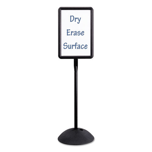 Image of Safco® WriteWay Two-Sided Dry Erase Standing Message Sign, White 14.25" x 22.5" Rectangle Surface, Black Frame, 14.25" x 22.5" x 65"