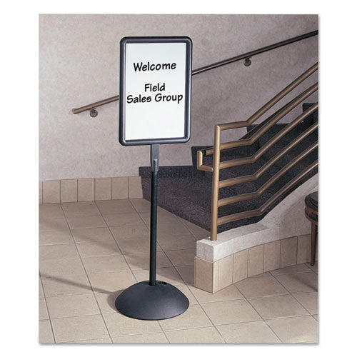 Image of Safco® WriteWay Two-Sided Dry Erase Standing Message Sign, White 14.25" x 22.5" Rectangle Surface, Black Frame, 14.25" x 22.5" x 65"