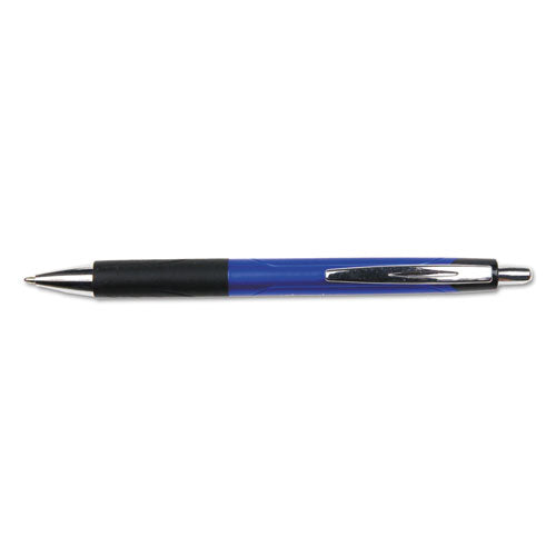 Image of Universal Comfort Grip Ballpoint Pen, Retractable, Medium 1 mm, Blue Ink, Blue/Black Barrel, Dozen