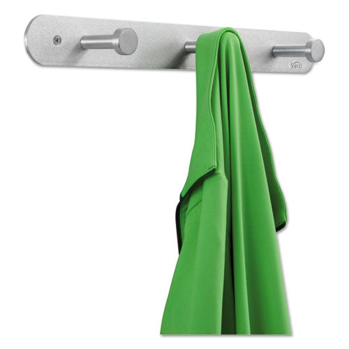 Image of Safco® Nail Head Wall Coat Rack, Three Hooks, Metal, 18w X 2.75d X 2h, Satin