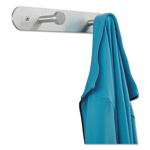 Image of Safco® Nail Head Wall Coat Rack, Two Hooks, Metal, 12w X 2.75d X 2h, Satin