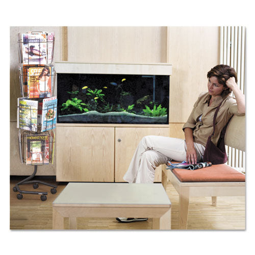 Image of Safco® Wire Rotary Display Racks, 16 Compartments, 15w X 15d X 60h, Charcoal
