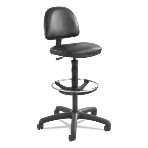 Image of Safco® Precision Extended-Height Swivel Stool, Adjustable Footring, Supports 250 Lb, 23" To 33" Seat Height, Black Vinyl, Black Base