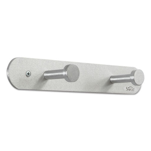 Image of Safco® Nail Head Wall Coat Rack, Two Hooks, Metal, 12w X 2.75d X 2h, Satin