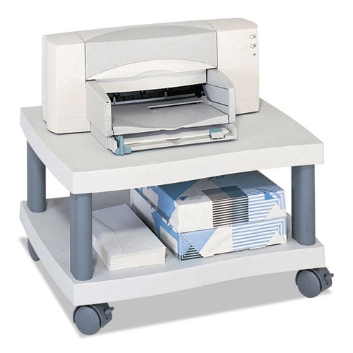 Image of Safco® Wave Design Under-Desk Printer Stand, Plastic, 2 Shelves, 20" x 17.5" x 11.5", White/Charcoal Gray